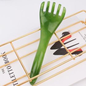 High-quality Natural Resin Facial Massage Comb Five-claw Head Massager Scraping Board Dial Meridian Skin Care (Color: Jade green)